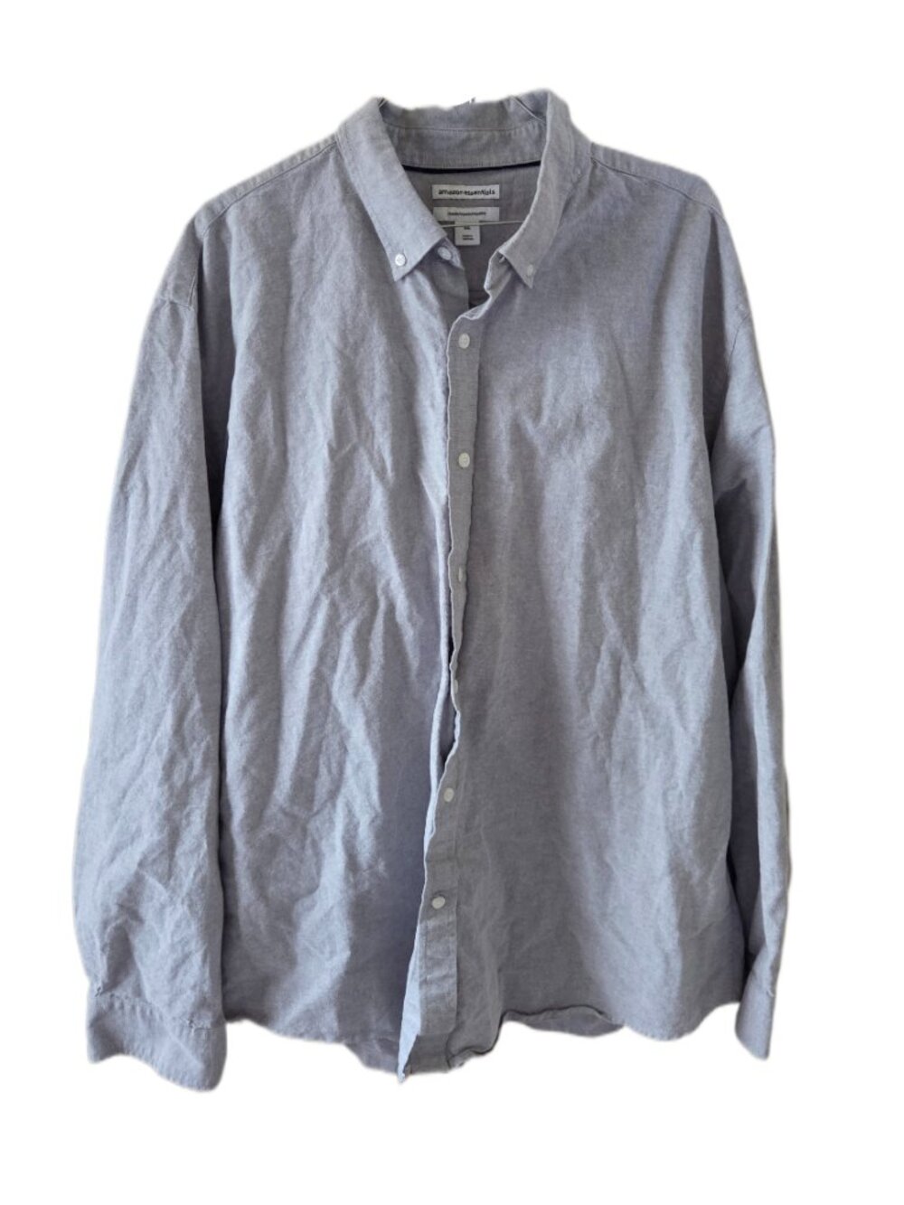 Amazon Essentials Men's Light Blue Long Sleeve Button Front Shirt